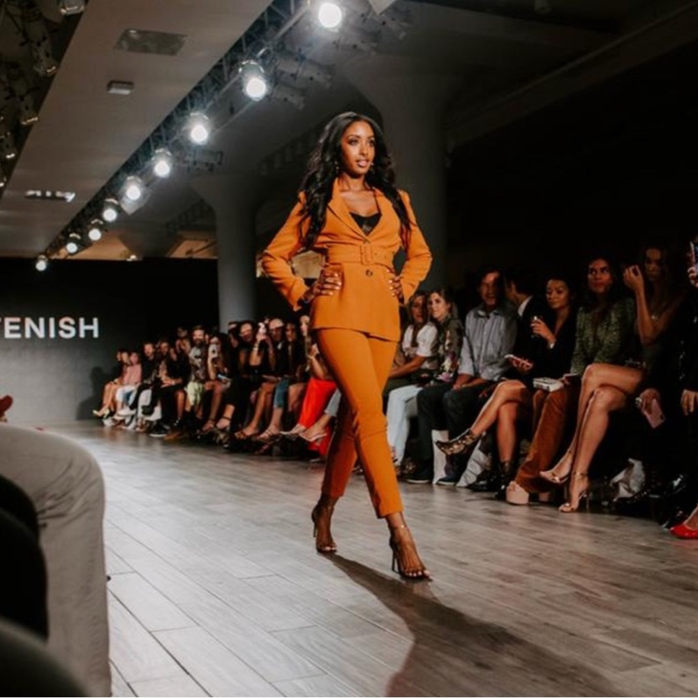 Kittenish Orange Tailored Blazer & Pants Suit